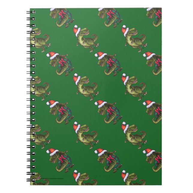 Cuaderno Patrón verde TRex Festivo de Cabezas y Caras (Frente)