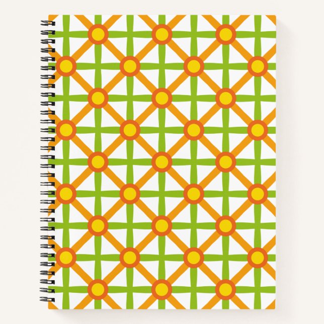 Cuaderno Patrón verde y amarillo inspirado en el Naranja re (Anverso)