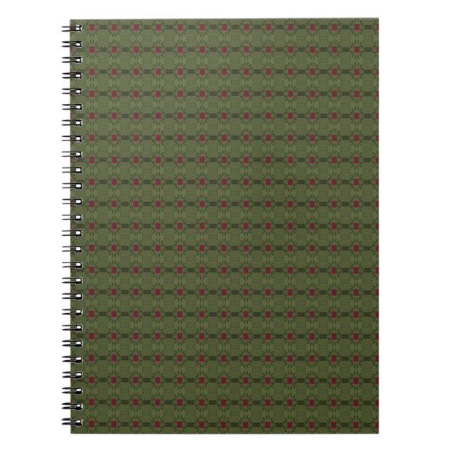 Cuaderno Patrón verde y rojo sin foco minimalista (Frente)