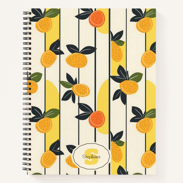 Cuaderno Patrón vibrante de cítricos con hojas verdes (2) (Anverso)