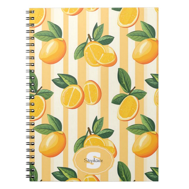 Cuaderno Patrón vibrante de cítricos con hojas verdes (3) (Frente)