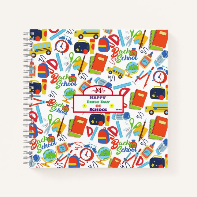Cuaderno Patrón Vibrante Personalizable de Regreso a Clases (Anverso)
