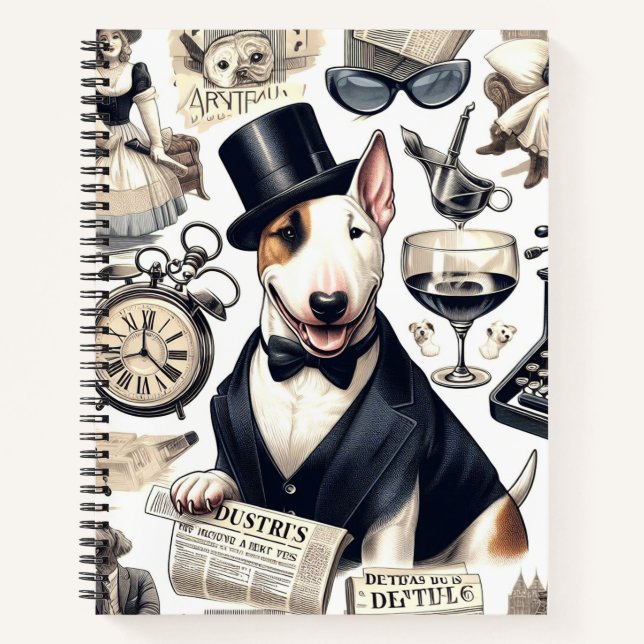 Cuaderno Patrón vintage de bull terrier (Anverso)