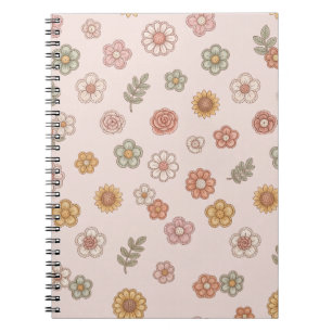 Cuaderno Patrón Vintage de Flores Pastel Cottagecore
