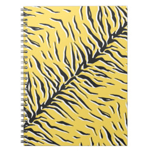 Cuaderno Patrón vintage de tigre negro y amarillo sin foco.