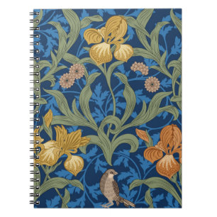 Cuaderno Patrón vintage floral sin soldadura con iris naran