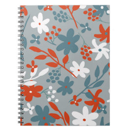 Cuaderno Patrón vintage simple. Fondo gris, naranja,