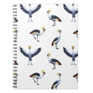 Cuaderno Patrón vintage sin costuras con aves de grúa coron