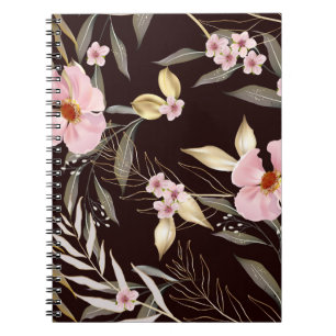 Cuaderno Patrón vintage sin costuras con hojas de oro. Exót