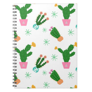 Cuaderno Patrón vintage sin fisuras de Cactus, ornamento re