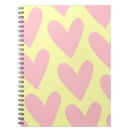 Cuaderno Patrón Y2K amarillo rosado lindo simple del corazó