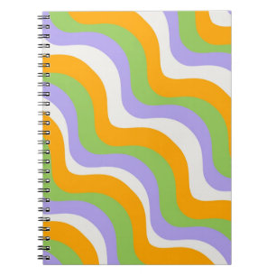 Cuaderno Patrón Y2k de la capa de curva de onda retro Groov