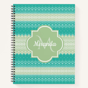 Cuaderno Patrón y nombre de la nueva fábrica Verde azulada