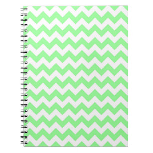 Cuaderno Patrón Zig-Zag de Chevron blanco verde de menta
