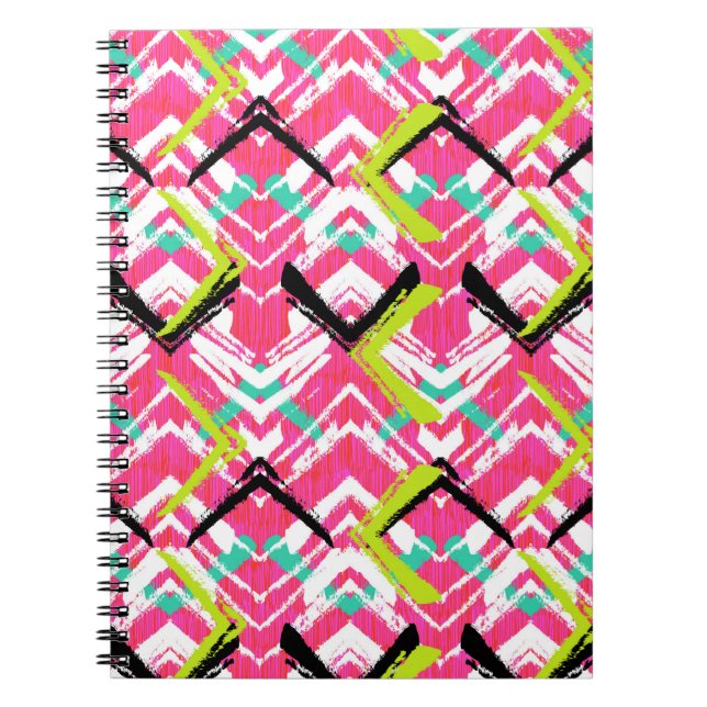 Cuaderno Patrón Zig Zag Rosa Dibujado A Mano (Frente)