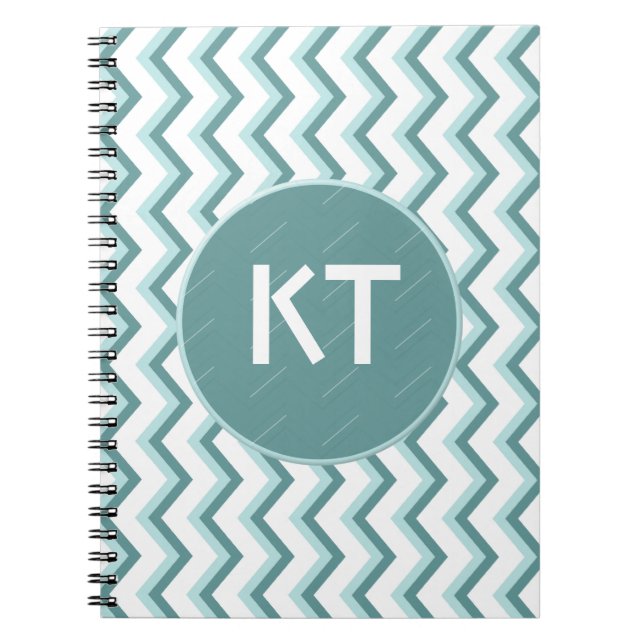 Cuaderno Patrón ZigZag Chevron en verde menta (Frente)