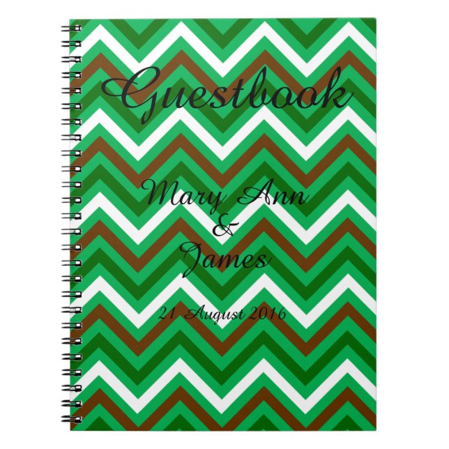 Cuaderno Patrón Zigzag Chevron personalizado Blanco verde (Frente)
