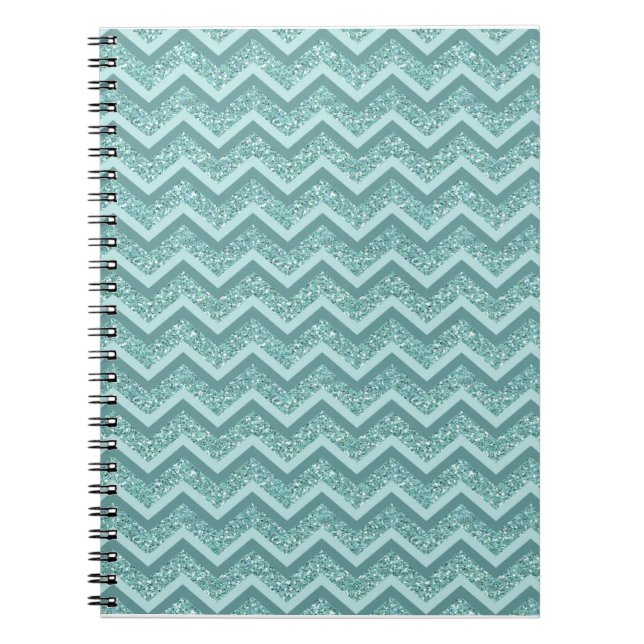 Cuaderno Patrón ZigZag de Purpurina turquesa (Frente)