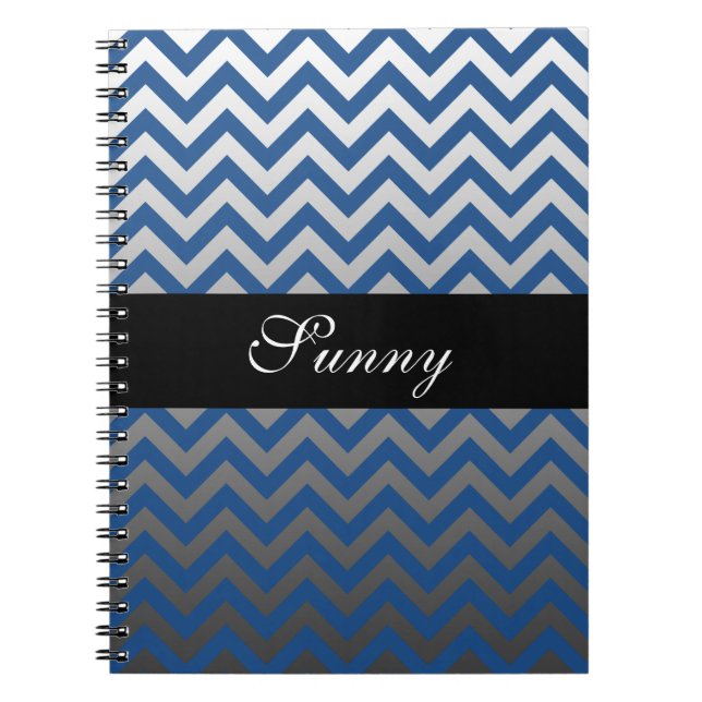 Cuaderno Patrón ZIGZAG - gradientes grises + tu trasero. (Frente)