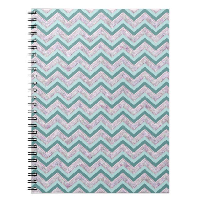 Cuaderno Patrón ZigZag Verde azulado de Pearl Floral (Frente)