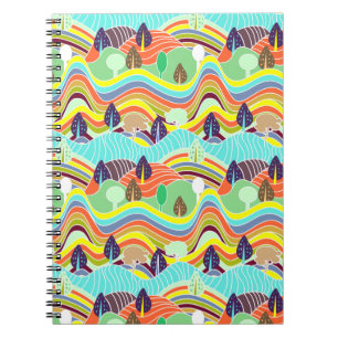 Cuaderno Patrones de bosque coloridos y cortos de ropa para