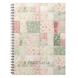 Cuaderno Patrones de colcha florales rosa menta occidentale