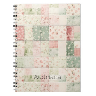 Cuaderno Patrones de colcha florales rosa menta occidentale