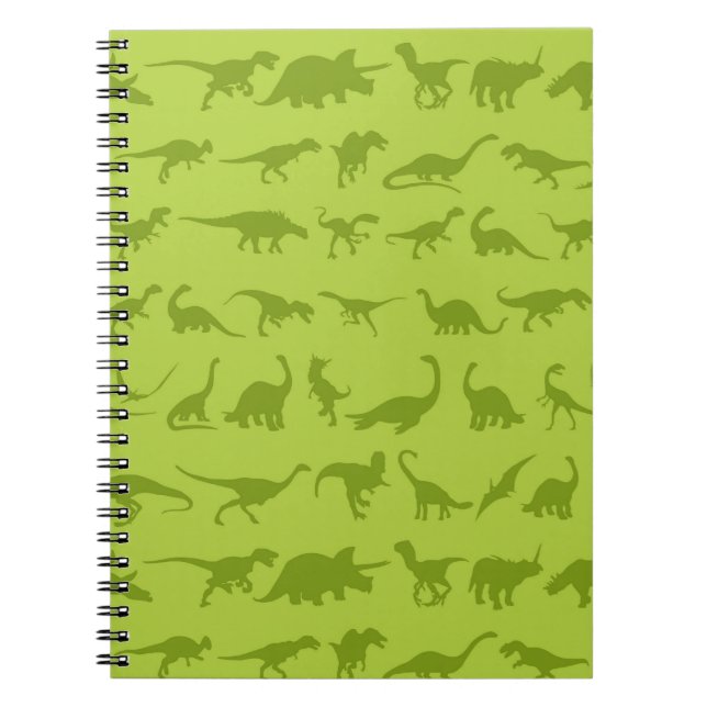 Cuaderno Patrones de dinosaurios verdes para niños (Frente)