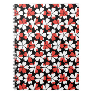 Cuaderno Patrones de flores rojas blancas lindas