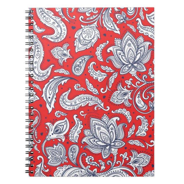 Cuaderno Patrones de flores vintage rojas lindas (Frente)