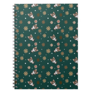 Cuaderno Patrones de flores y gatos leopardos