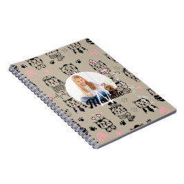 Cuaderno Patrones de gato Monograma Niños Nombre de foto pe