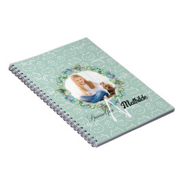 Cuaderno Patrones de gato monograma personalizados con la f