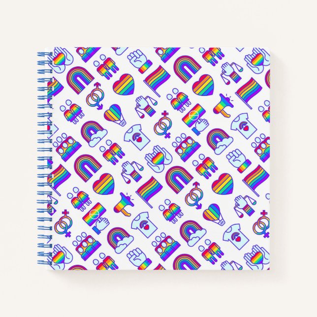 Cuaderno Patrones de iconos de arcoiris coloridos (Anverso)