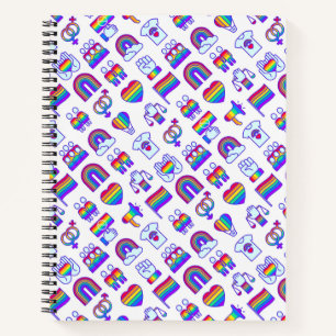 Cuaderno Patrones de iconos de arcoiris coloridos