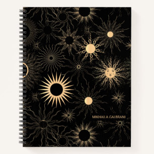 Cuaderno Patrones de Sol Celestial Cósmico Personalizado