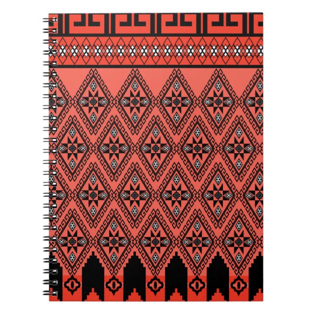 Cuaderno Patrones de tela: decoración de fondo azul. (Frente)