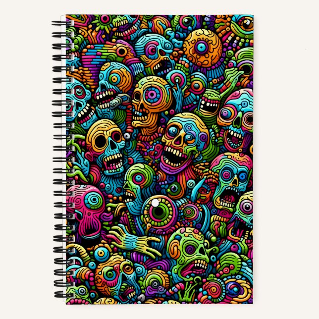Cuaderno Patrones de zombi en varios colores (Anverso)