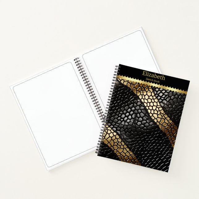 Cuaderno Patrones elegantes de piel de serpiente negra y do (Interior)