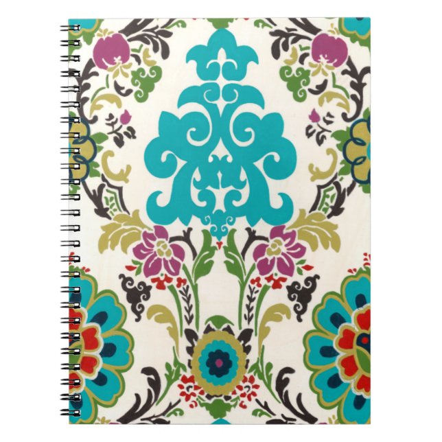 Cuaderno Patrones florales Damask Plum Turquoise (Frente)
