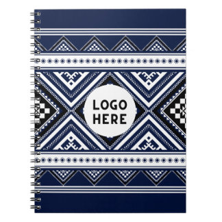 Cuaderno Patrones geométricos étnicos abstractos negros con