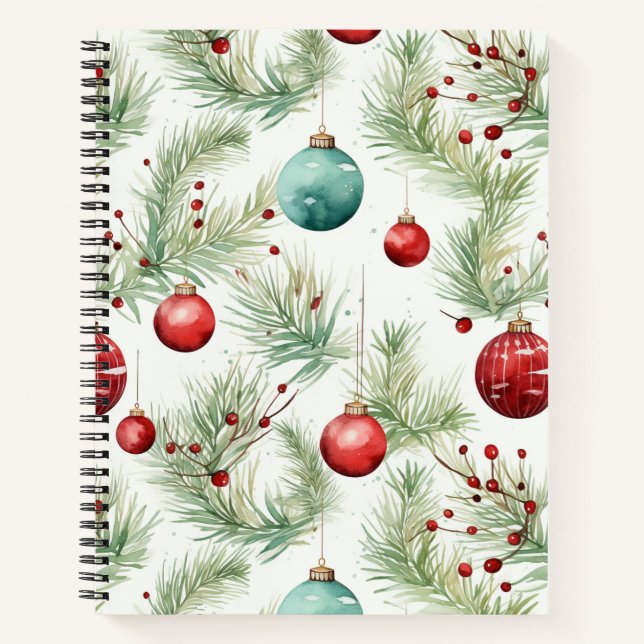 Cuaderno Patrones Navideños Verdes y Rojos -  (Anverso)