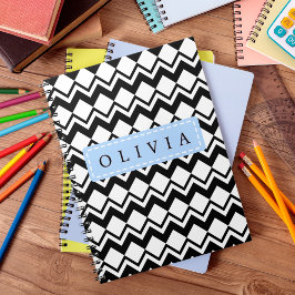 Cuaderno Patrones Negros y Blancos Hermosos con Nombre Pers