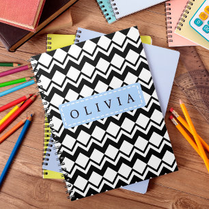 Cuaderno Patrones Negros y Blancos Hermosos con Nombre Pers