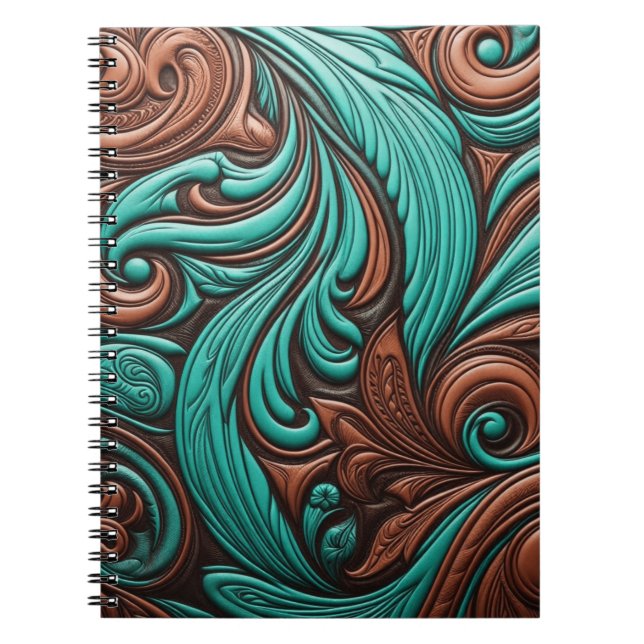 Cuaderno Patrones occidentales con herramientas turquesas y (Frente)