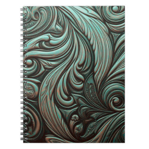 Cuaderno Patrones occidentales de turquesa y chocolate trab