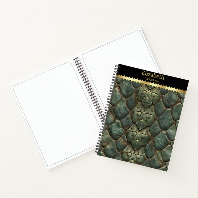 Cuaderno Patrones vibrantes e intrincados de piel de serpie (Interior)