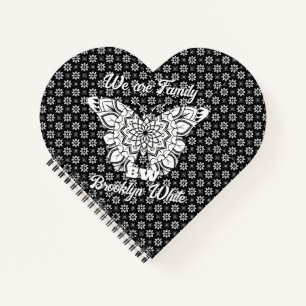 Cuaderno PatrónMandala Mariposa blanca y negra personalizad