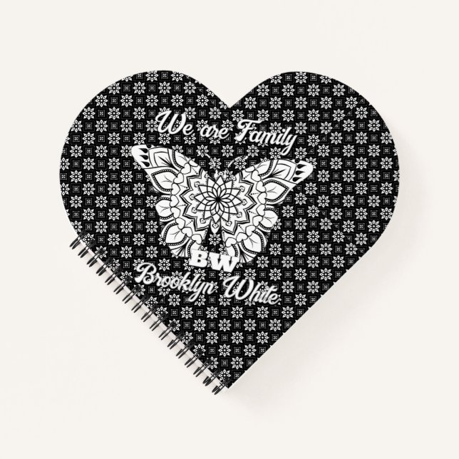 Cuaderno PatrónMandala Mariposa blanca y negra personalizad (Anverso)