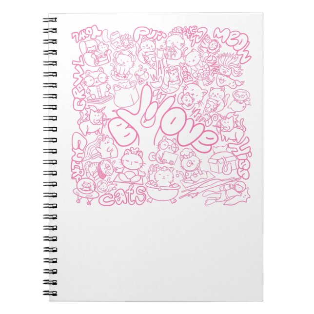 Cuaderno Patten de gato con signo ASL ILY - Diseño ASL (Frente)